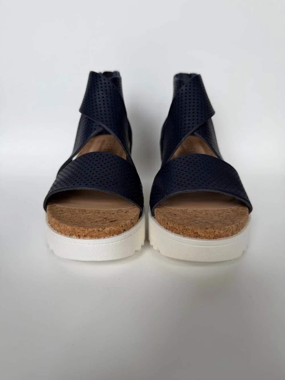 Steven Natural Comfort Kea Navy Leather Platform Wedge Sandals NC-KEA Size 6